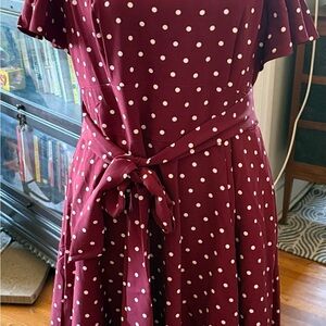 Lane Bryant Maroon Lena Polka Dot Midi Dress size 20